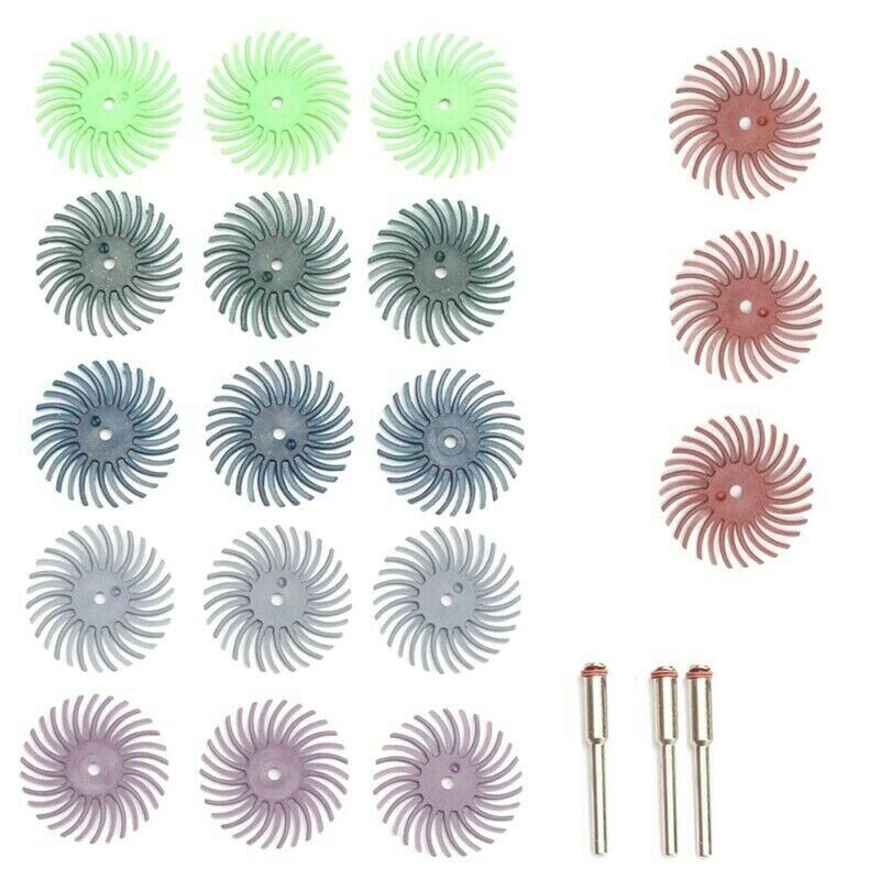 21Pcs Radial Bristle Disc Abrasive Brush Kit (1/8 Inch Shank ) for Rotary ToolW8