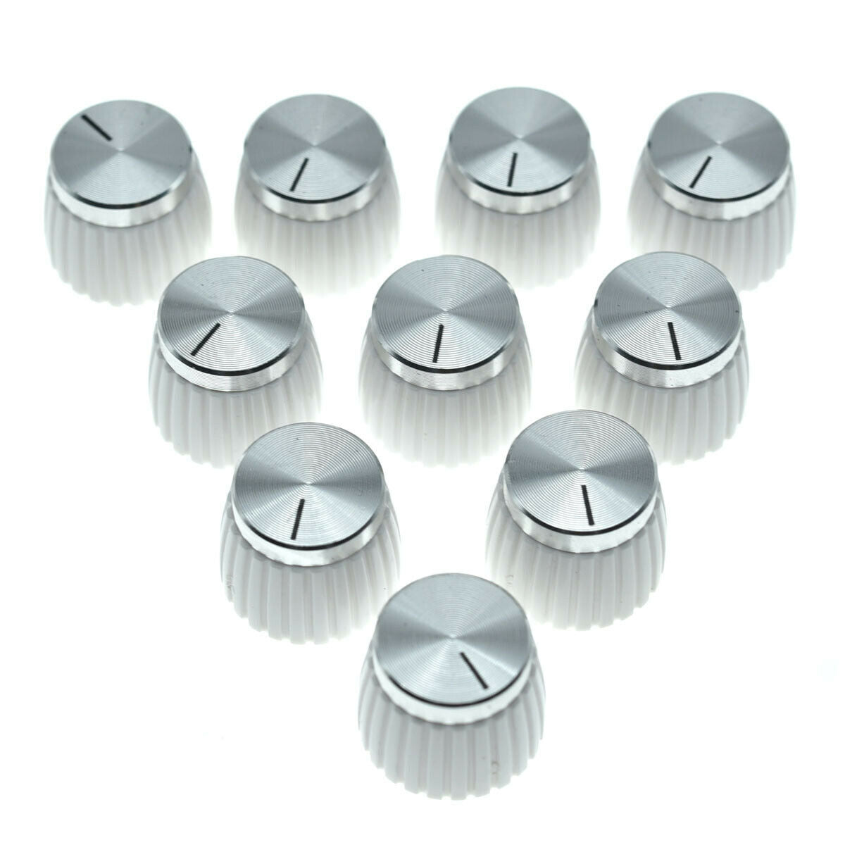 10x Guitar Amplifier Knobs White w/ Chrome Cap Push-on fit Marshall Amplifier