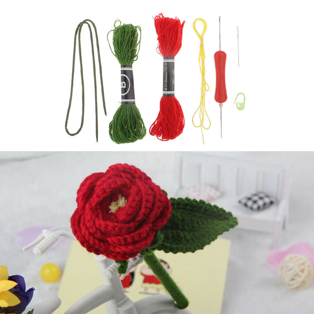 Crochet Craft Kit - Red Rose, Perfect for Christmas Decorations Or As A