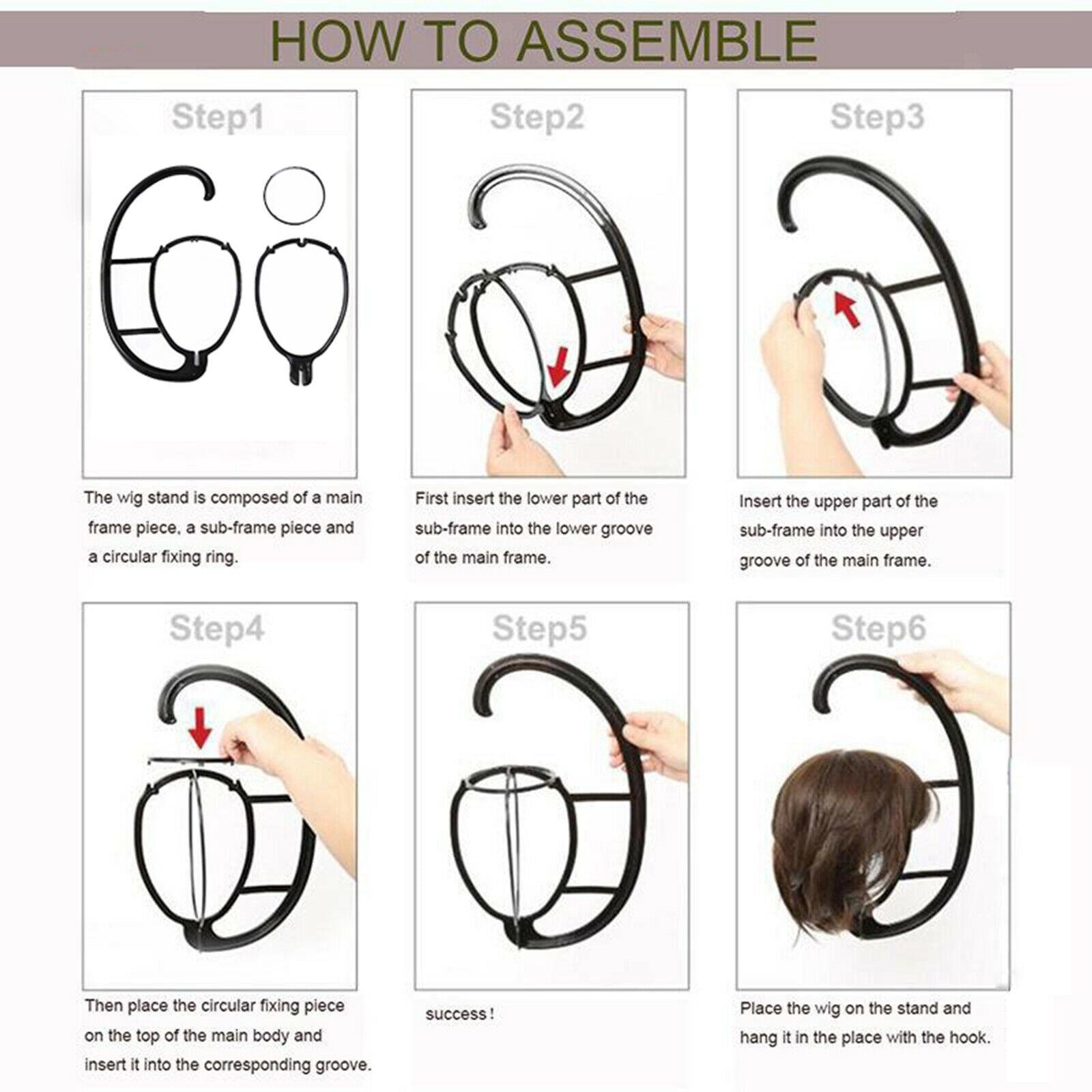 2Pcs Lightweight Wig Stand Holder-Portable Durable Plastic Folding Wig Holder