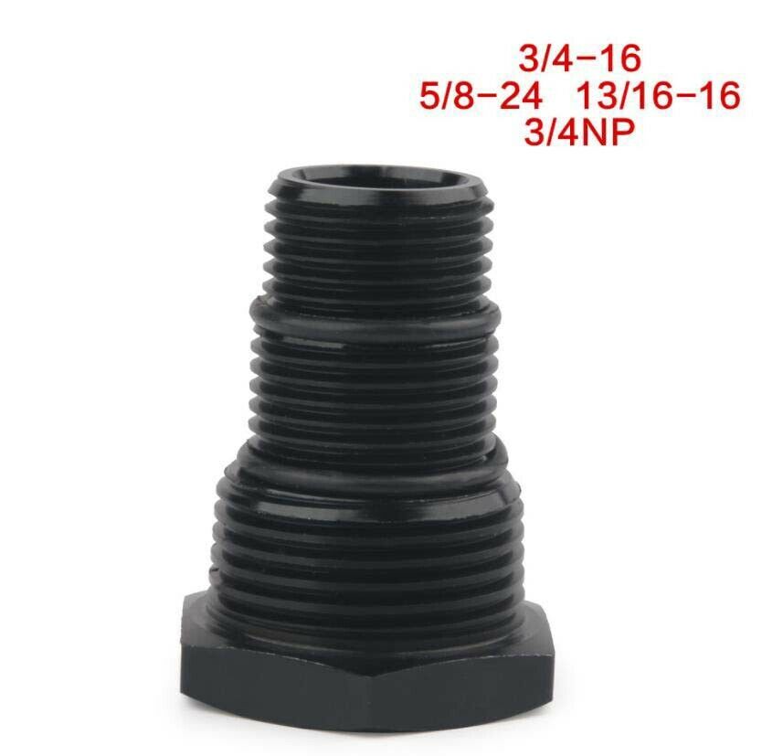 Black 1/2-28 to 3/4-16, 13/16-16, 3/4NPT Automotive Threaded Oil Filter Adapter