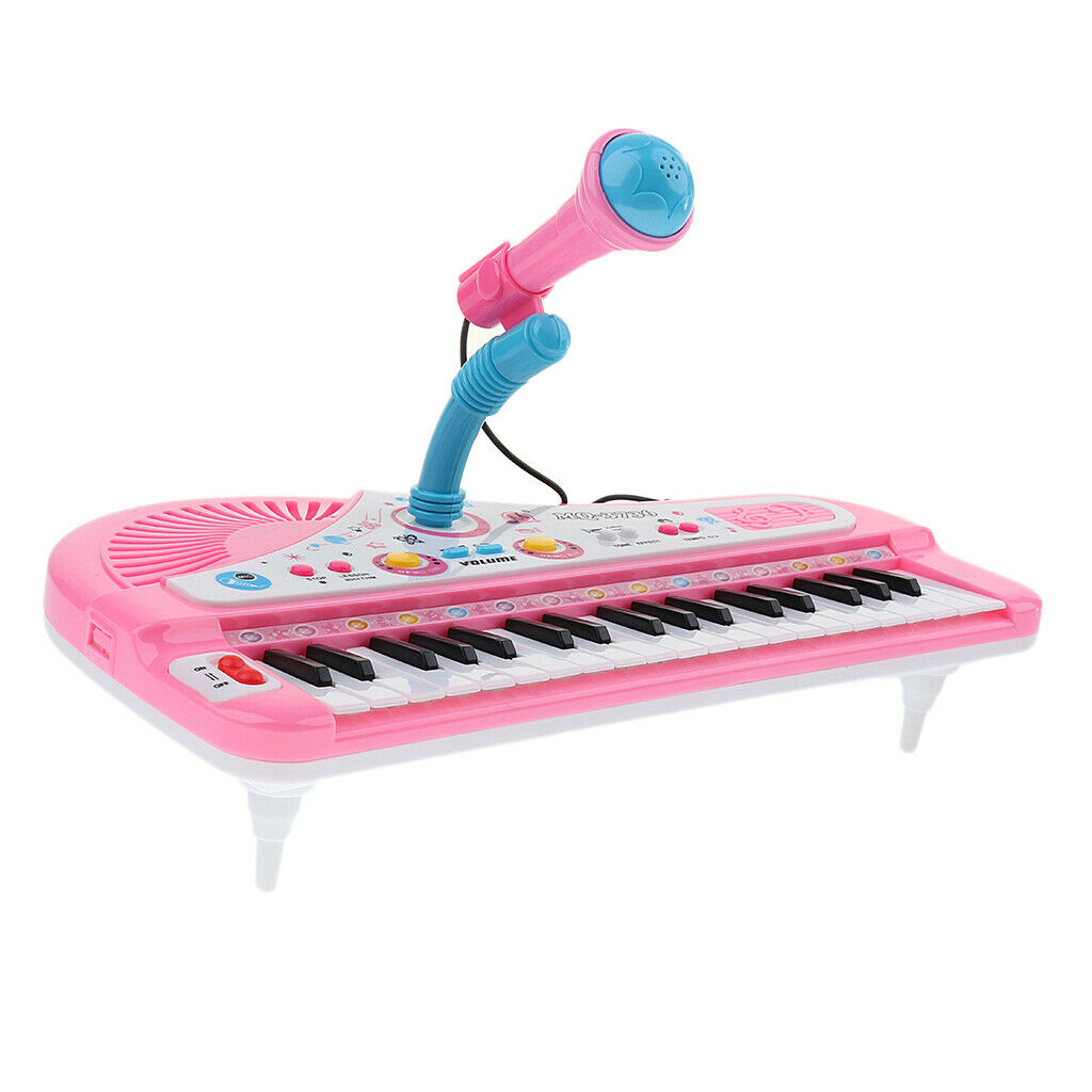 Electronic Organ Musical Instrument 37 Keys Keyboard w/ for Microphone Toddlers,
