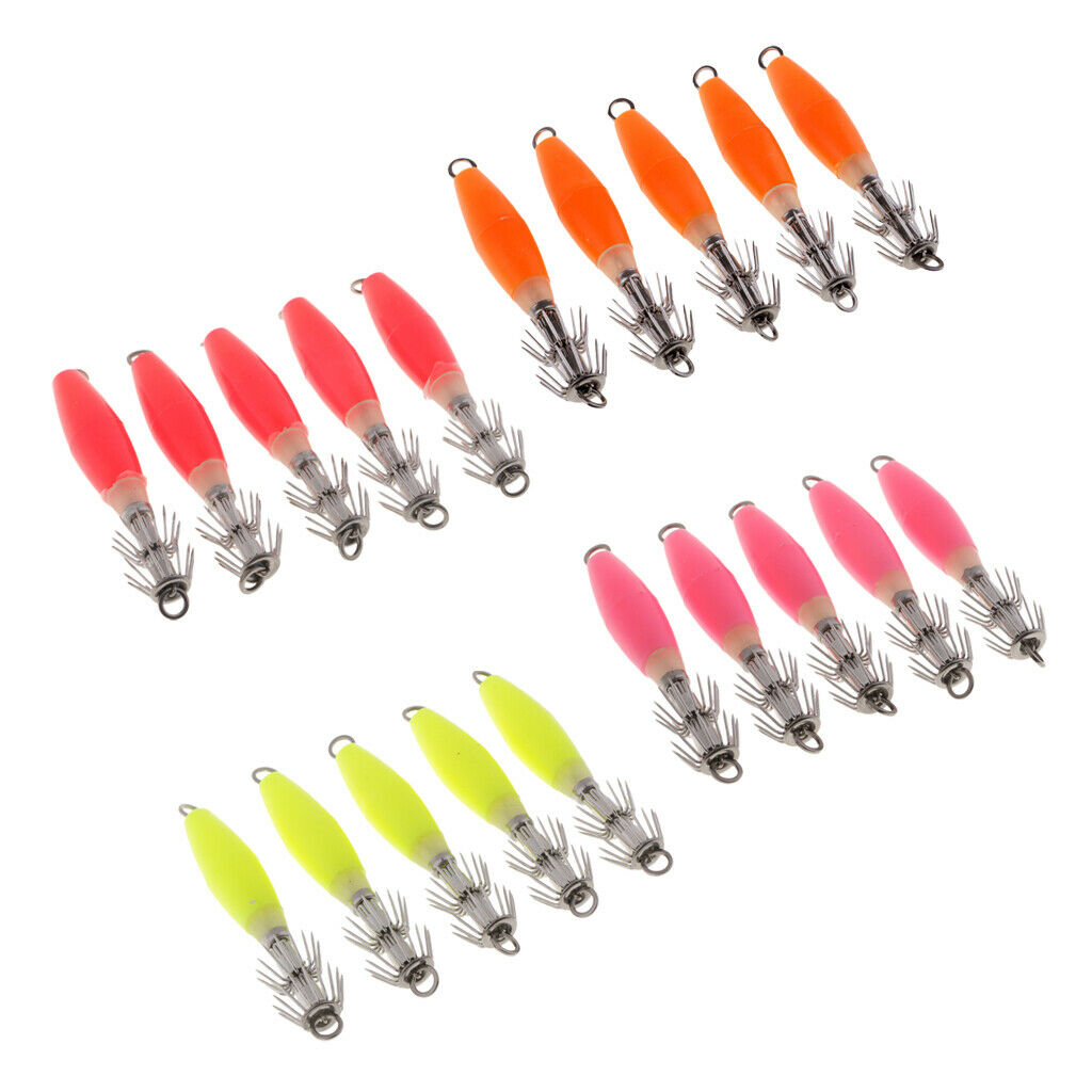 20pcs Squid Jig Hook Octopus Hooks Saltwater Fishing Lures Artificial Baits