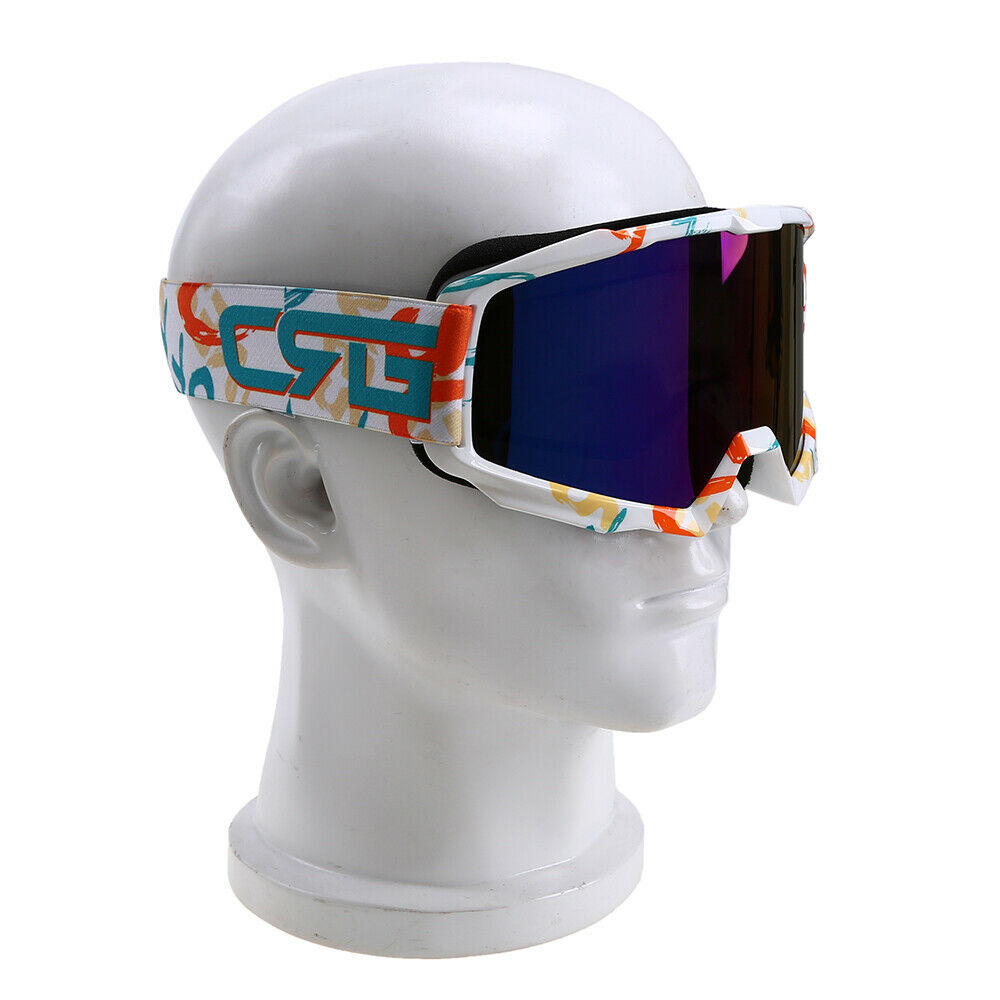 Ski Goggles Glasses Single layer lens UV 400 White & Blue Frame Green LenslZ26sj
