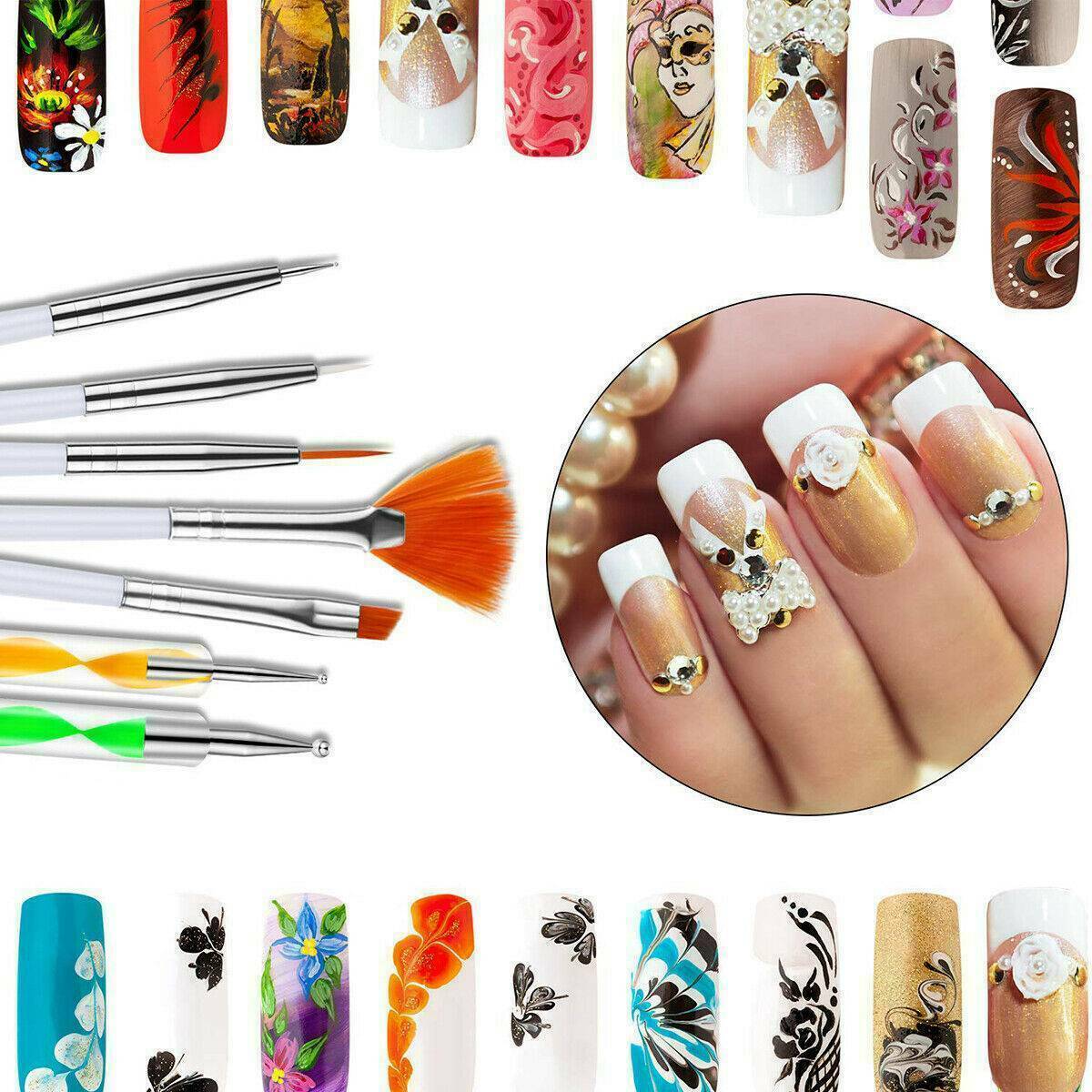 20x UV Gel Nail Art Design Painting Dotting Detailing Pens Brushes Tool Set Kit