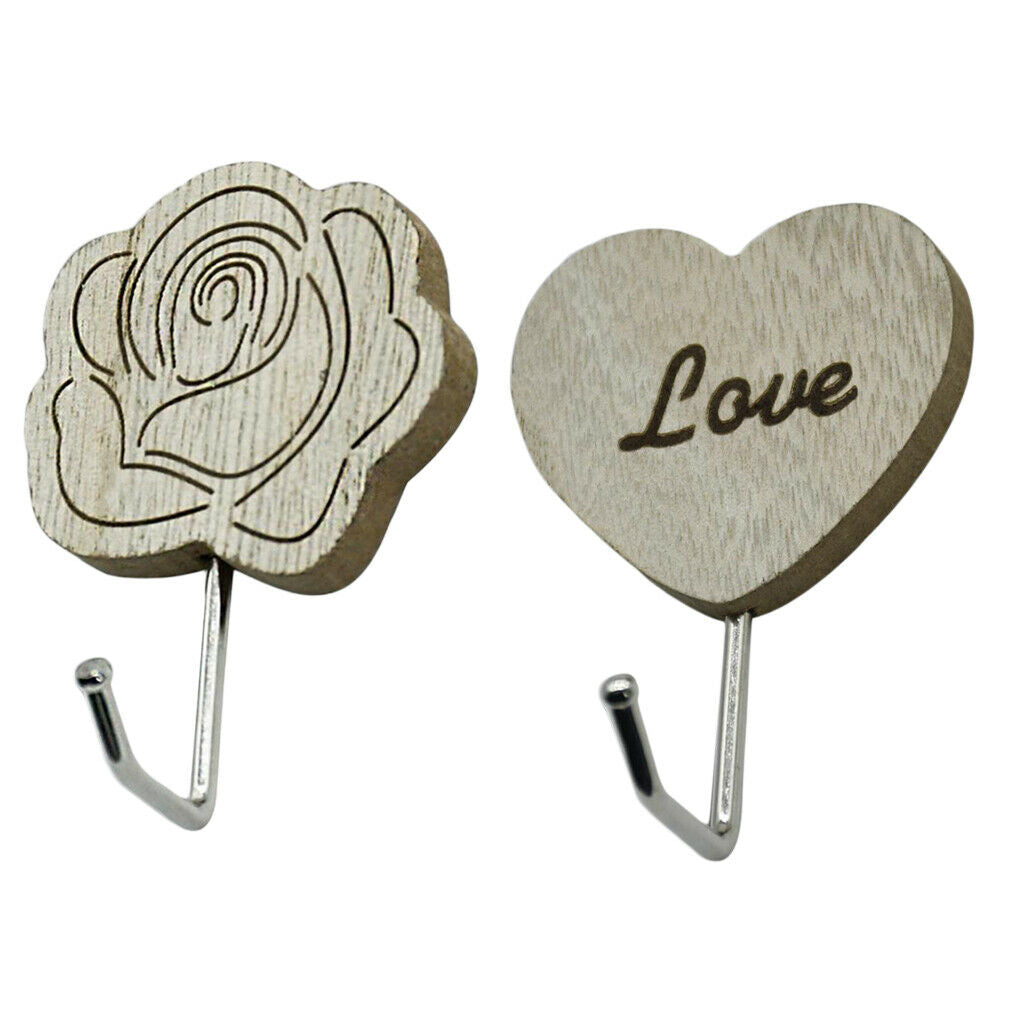 5 Pcs Retro Style Wood Wall Hanger Hook Stick on Home Coat Wall Hangers