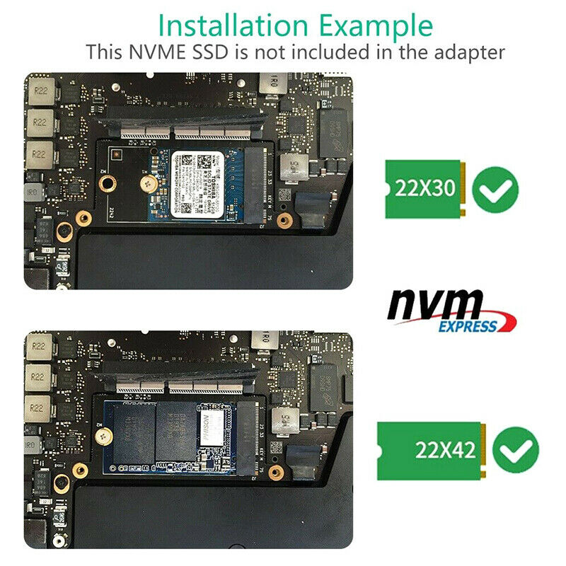 NVMe M.2 NGFF SSD for 2016-2017 13" MacBook Pro A1708 Adapter c Z1JKZ9JCAUD Tt