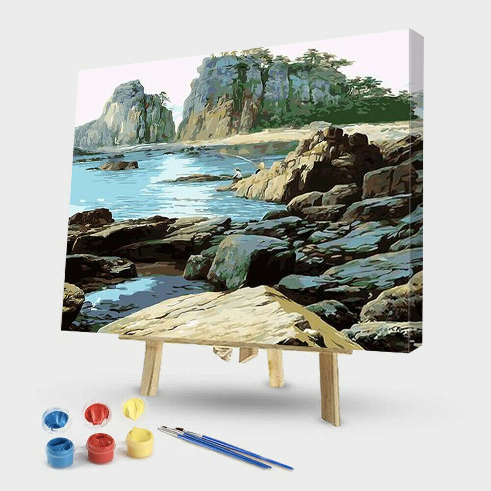 Sea Fishing DIY Painting By Numbers Kit Oil Art Canvas Picture Frameless @