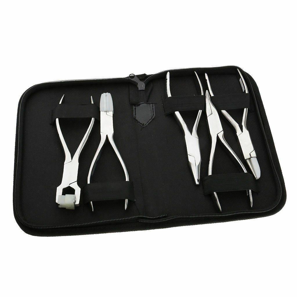 5 Pieces Optician's Pliers Steel Eyeglass Repair Pliers + Pouch