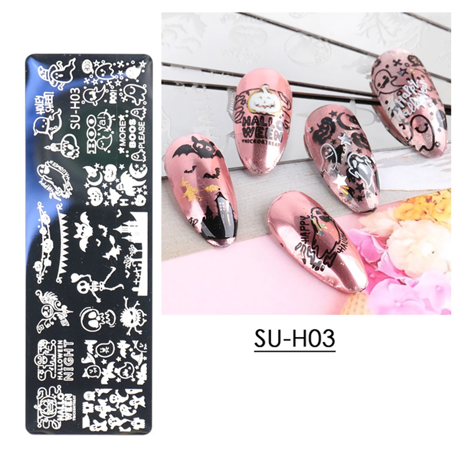 6pcs/Set Nail Art Stamping Plates Halloween Gost Bat designs DIY Template Tool