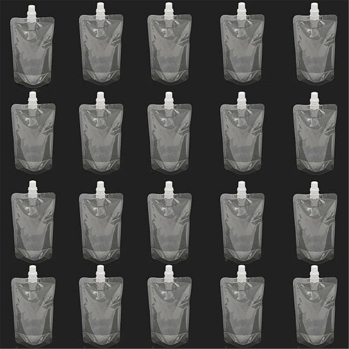 25PCS 8Oz Clear Spout Bags Stand Up Bag Liquid Bag Flask Pouch With Cap