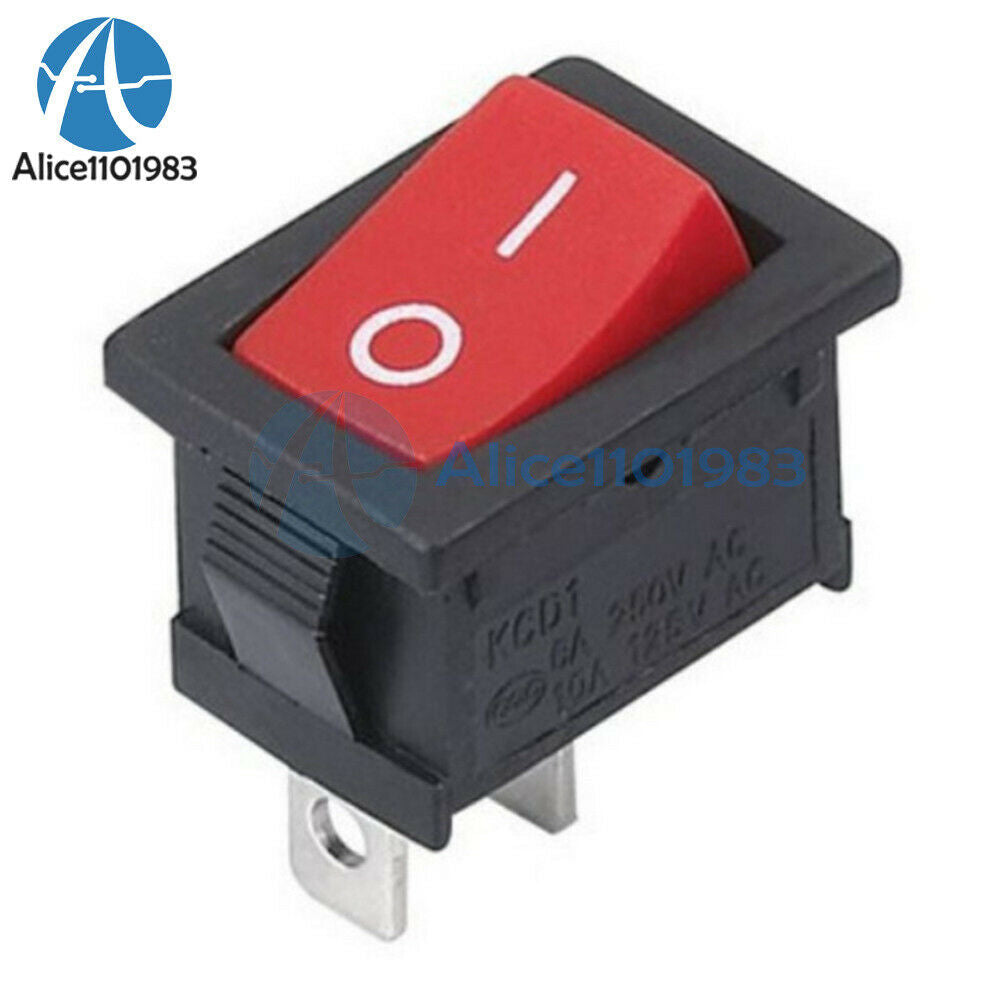 5PCS Red Rocker Switch 2 Pin KCD1-101 250V 6A Boatlike Switch  KCD1