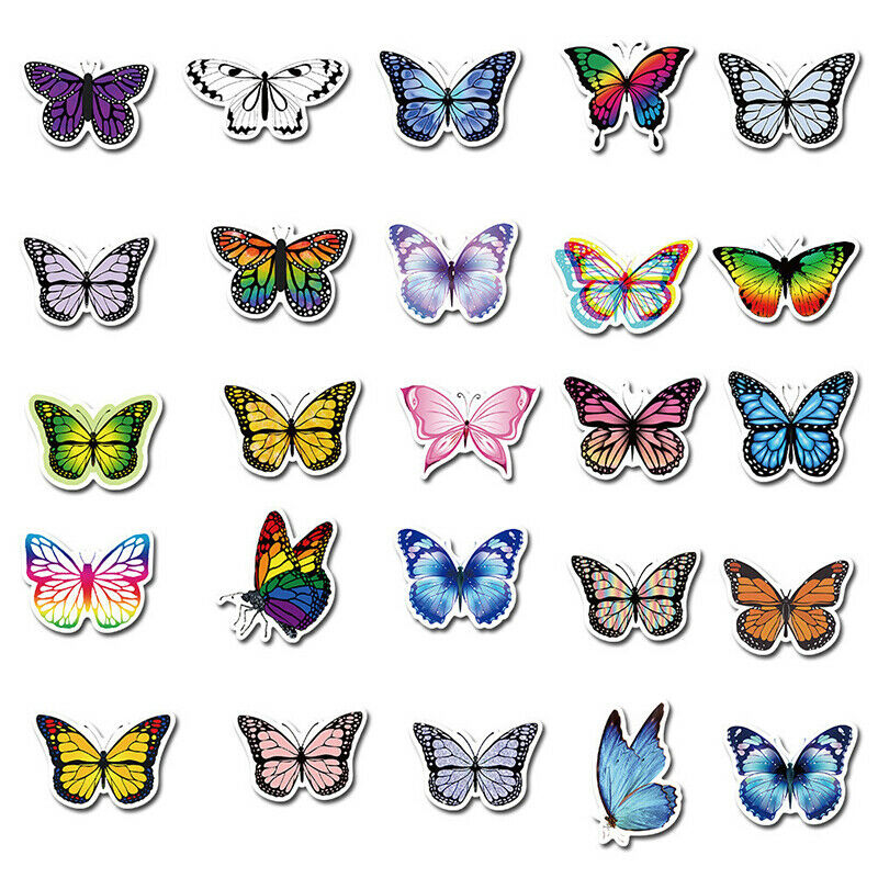 50x/pack Lovely Butterfly Label Stickers DIY Laptop Suitcase Motor Car St.l8