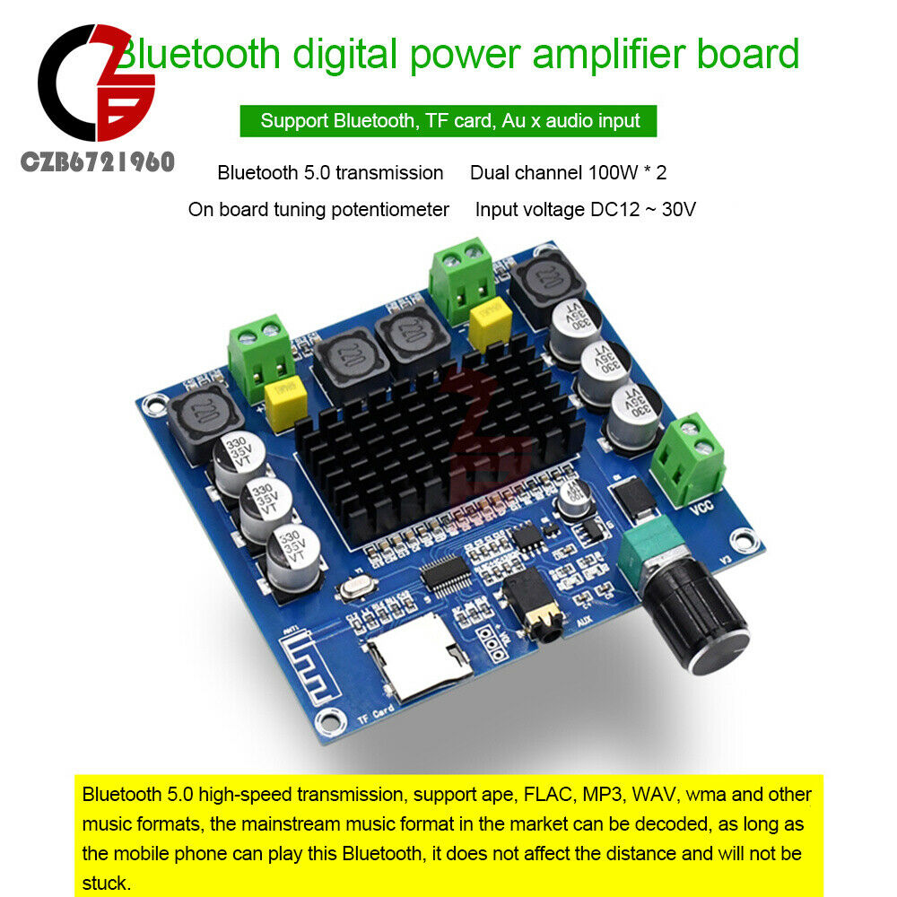 TDA7498 Bluetooth5.0 Digital Amplifiers Board 2 Channel Audio module 2*100W AUX