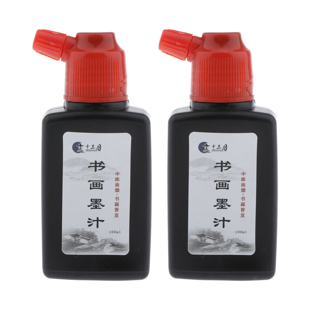 2x 100g Ink Bottle Liquid Ink for Signatures Japanese Calligraphy Brushes