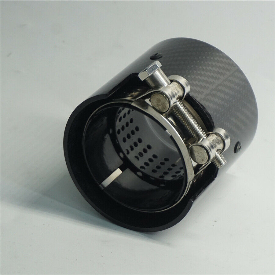 Universal 1PC 63MM IN 93MM OUT Glossy 100% Real Carbon Fiber Exhaust tip