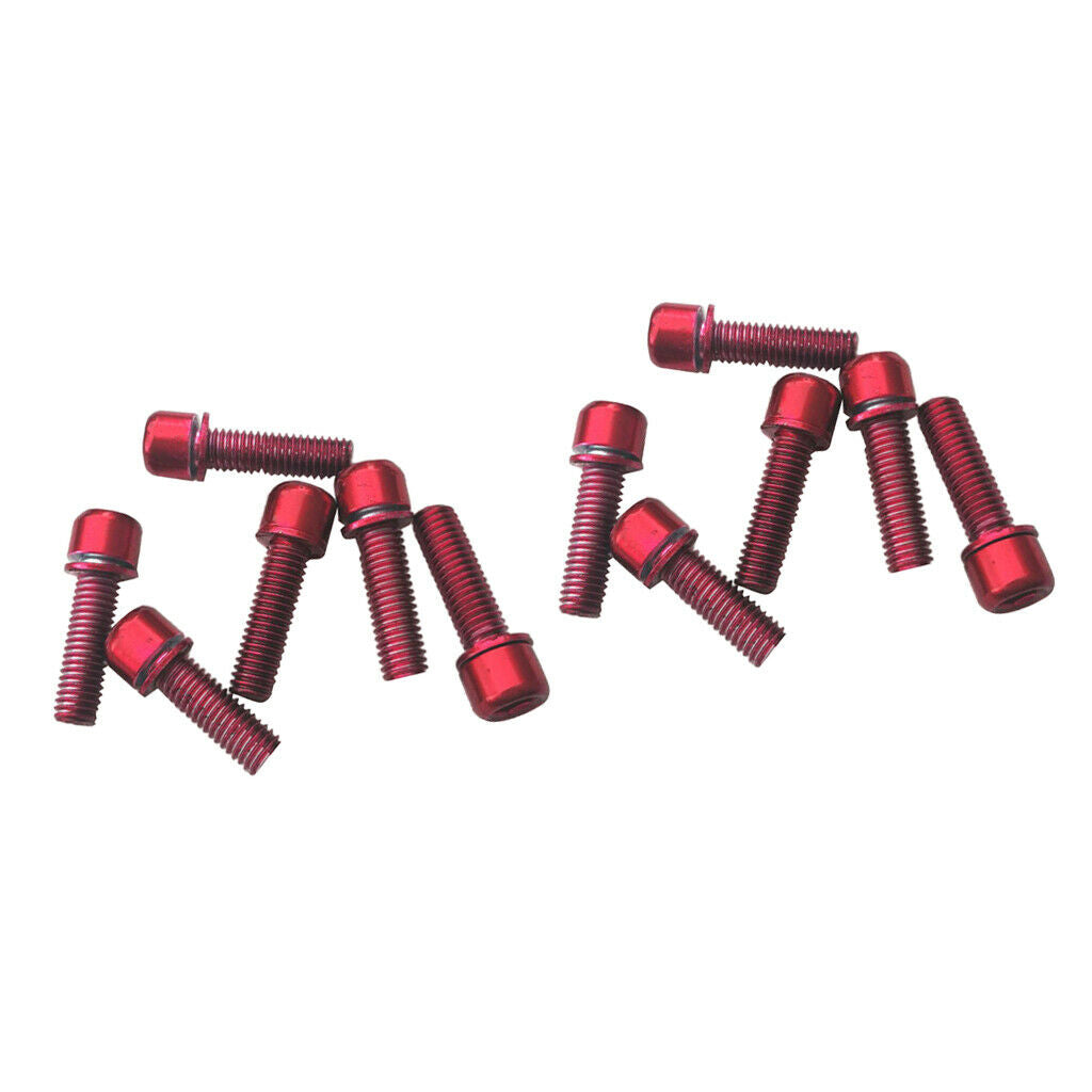 12Pcs Hex Socket Screws M5x18 Bolts for Bicycle Disc Brake Caliper Red