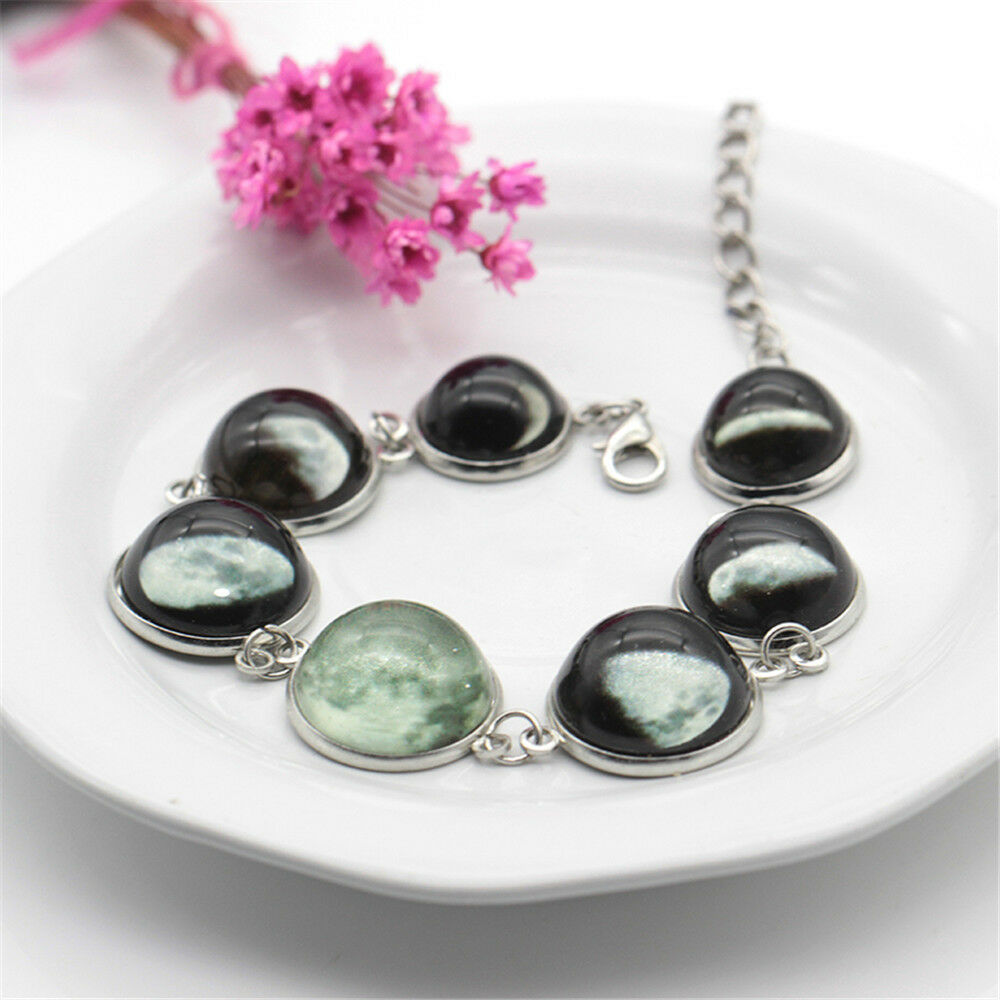 Moon Phase Lunar Eclipse Bracelets Charm Women Glowing Luminous Bangle Jewelry