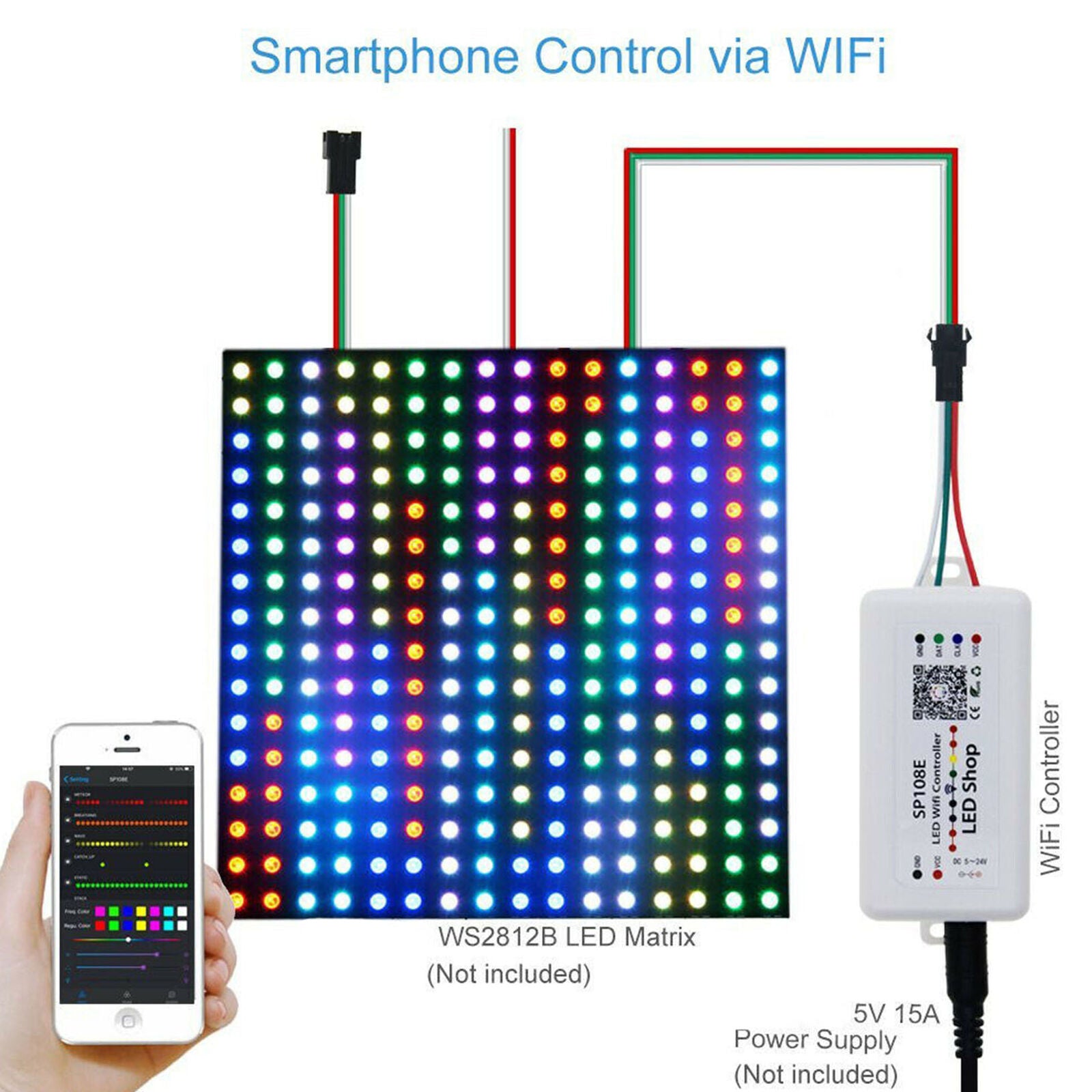 SP108E Wireless Bluetooth Controller APP WS2811 WS2812B WS2801 SK6812 APA10 X2Y4