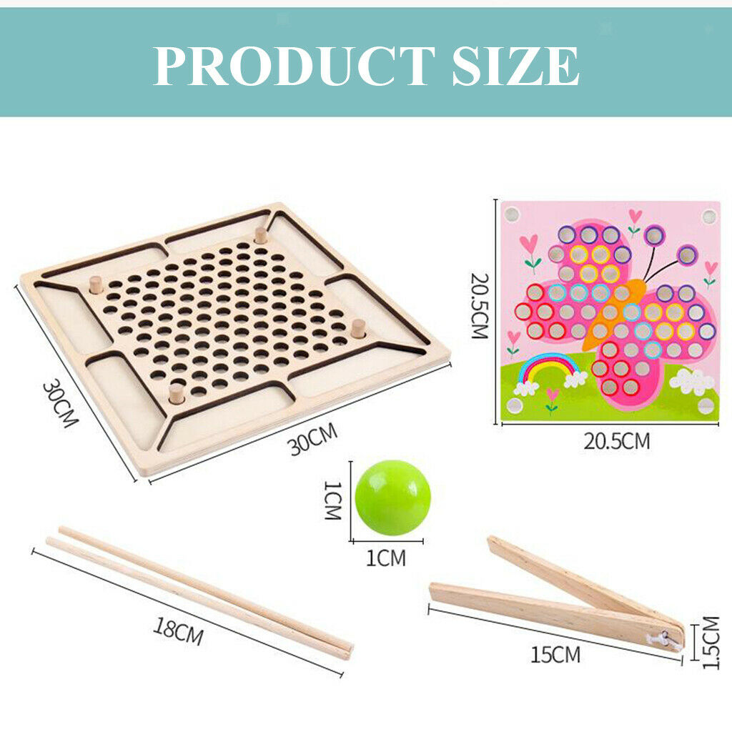 Wooden Board Beads Game, Rainbow Clip Beads Puzzle, Early Educational Toys 30cm