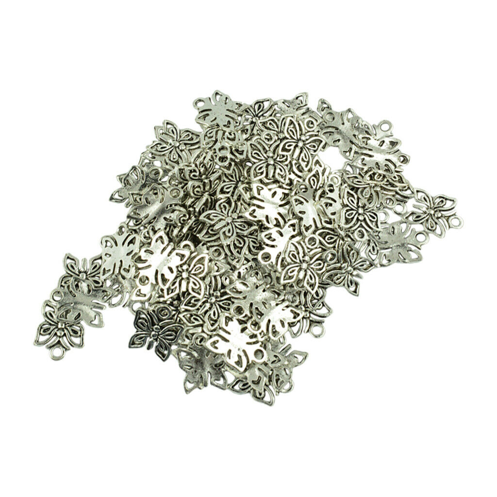 100 Pieces Filigree Hollow Butterfly Charms Hanging Jewelry