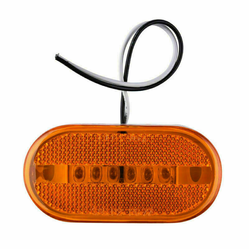 2pcs 4" Oval Clearance Amber LED Lamp 6 Diode Trailer Truck Side Marker Light