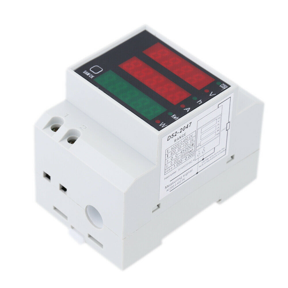 AC200-450V Digital Rail LED Current Voltage Power Meter Ammeter Voltmeter
