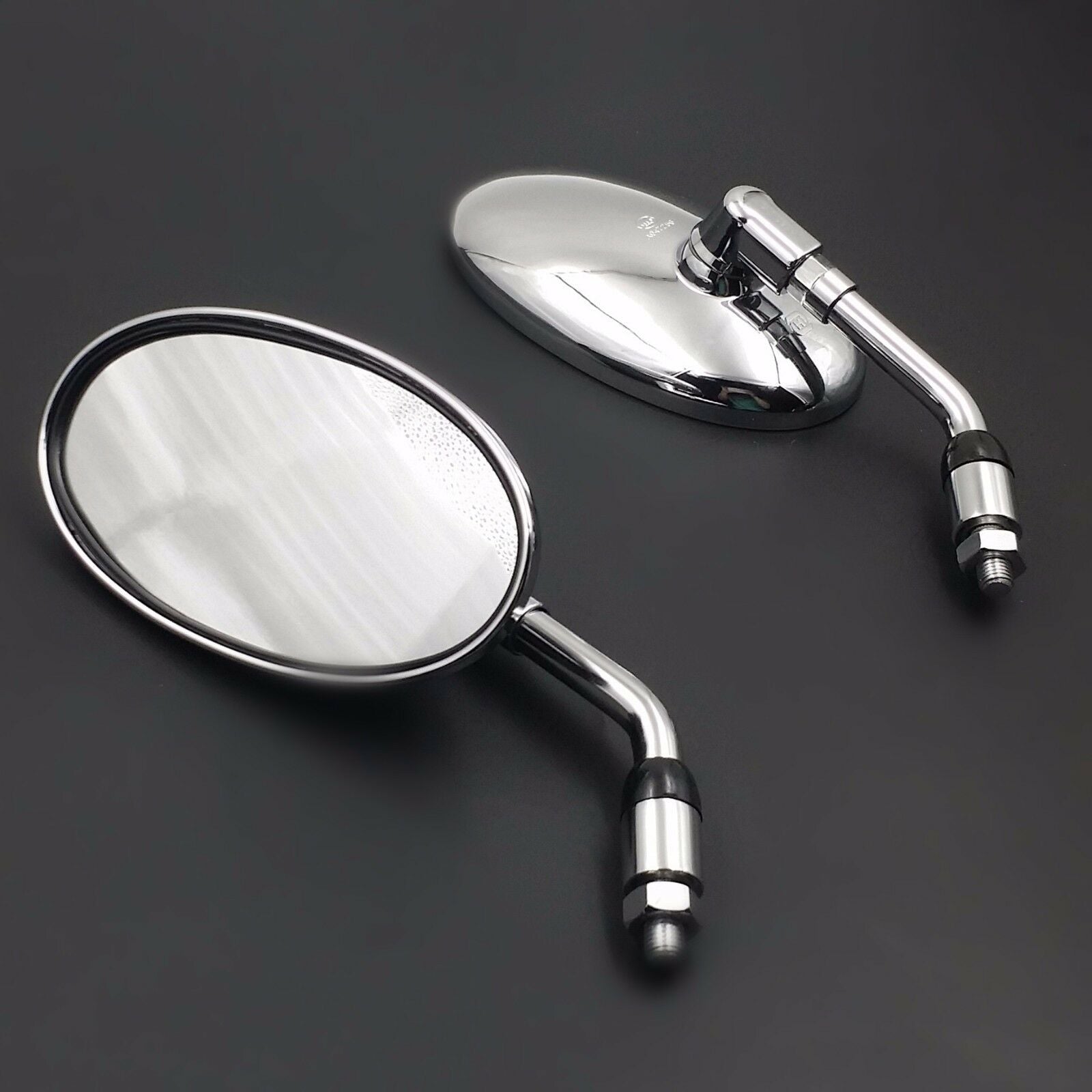 10mm Big Oval Side Rearview Mirror Motorcycle Street Bike Cruiser Chopper Custom