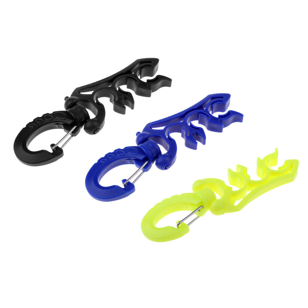 3Pcs Scuba Diving Triple 3 BCD Hose Holder Retainer & Folding Snap Equipment