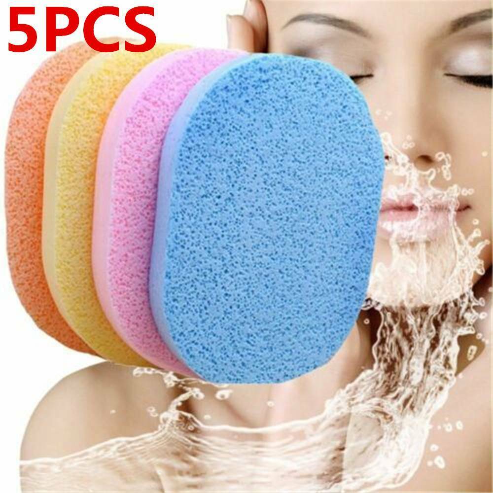5pcs/set Facial Wash Pad Makeup Remover Cleaning Sponge Puff Exfoliator Scrub