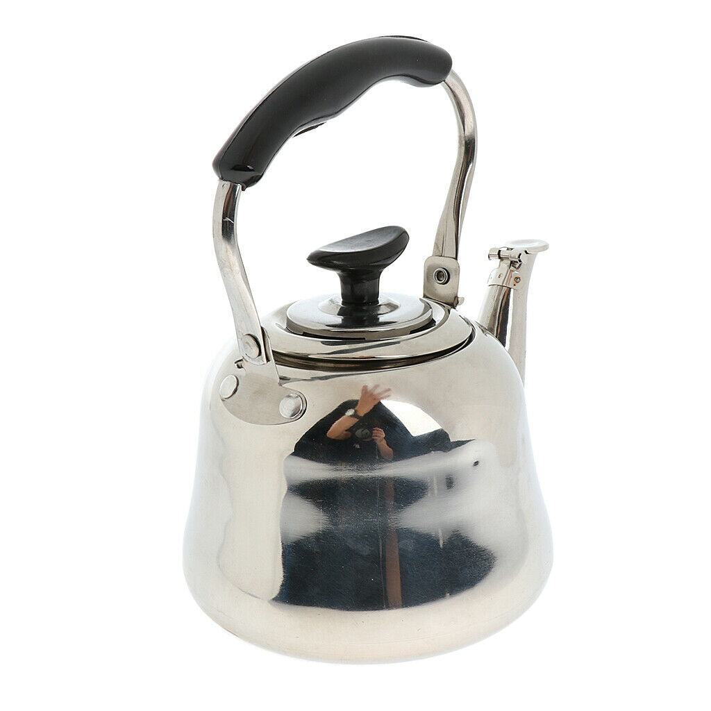 Whistling Kettle Stainless Steel Camping Kitchen Tea Coffee Water Pot, 1L