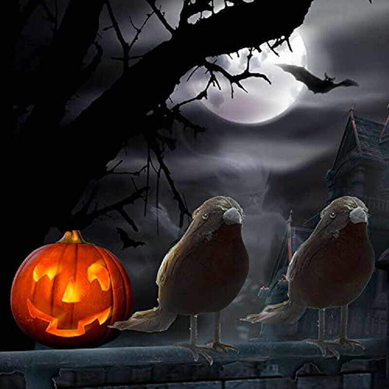 Halloween Black Crow Props Realistic Raven Spooky Feathered Crows House D.l8