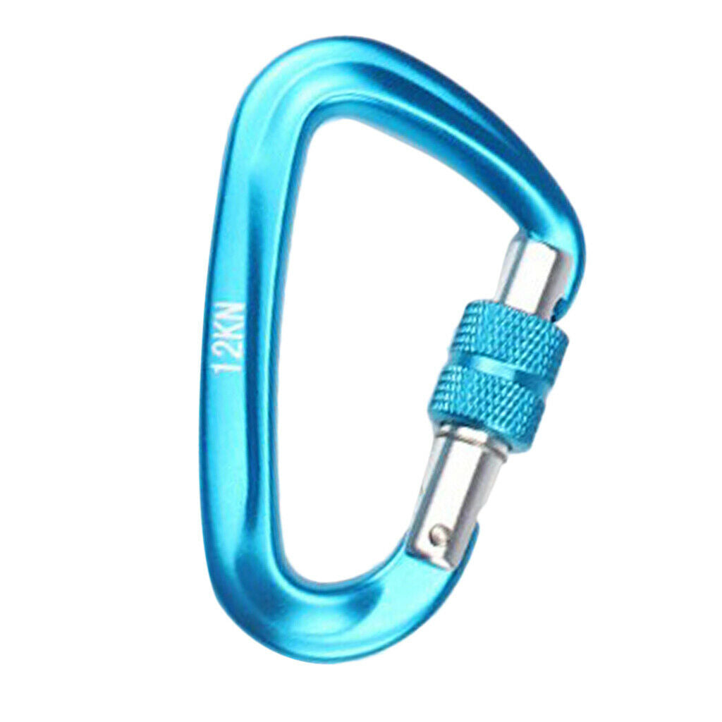 Aluminum D-Ring Locking Large Carabiners Clip for Outdoor Camping Sky Blue
