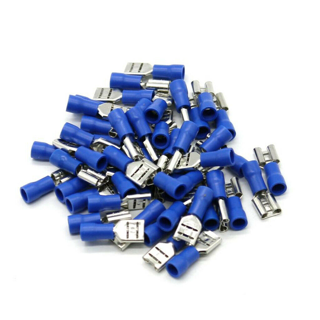 50 Pieces 6.3mm 14-16 AWG Insulated Female Spade Wire Crimp Terminal
