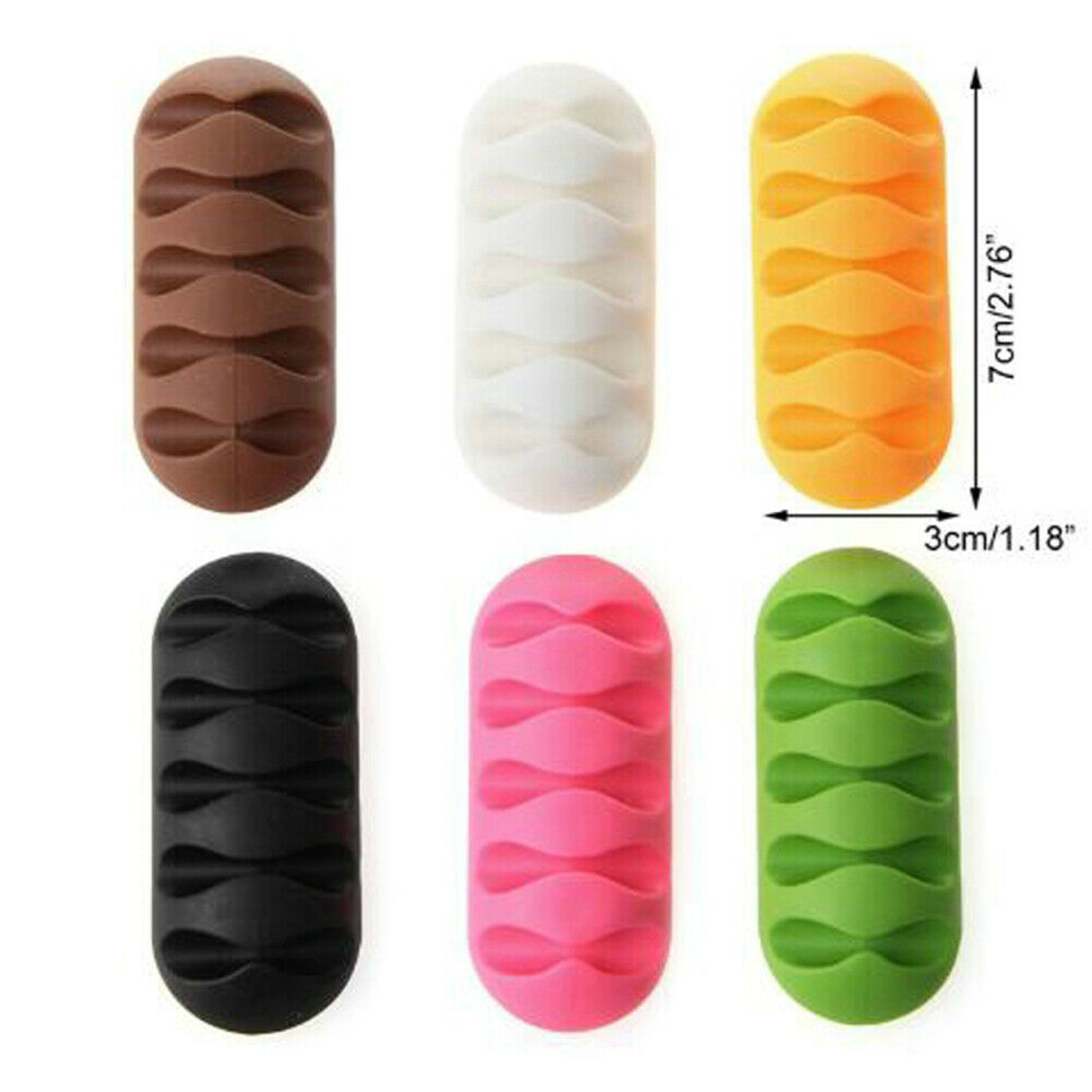 Earphone Cable Organizer Wire Storage Charger Holder Organizer Cord Clip 5 Slots