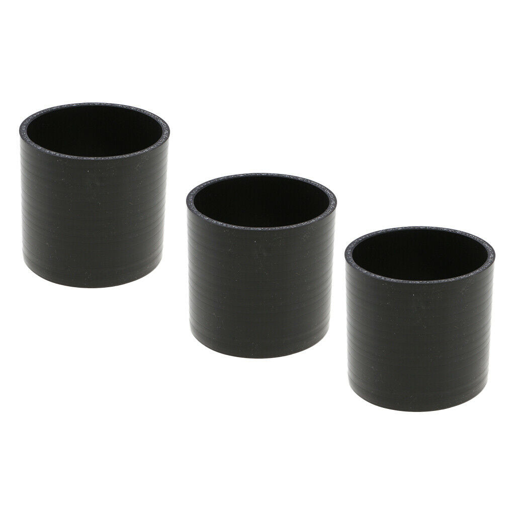 3pcs 4-ply Reinforced 3.5 Inch (89mm) Silicone Coupler Hose Tube Pipe Black