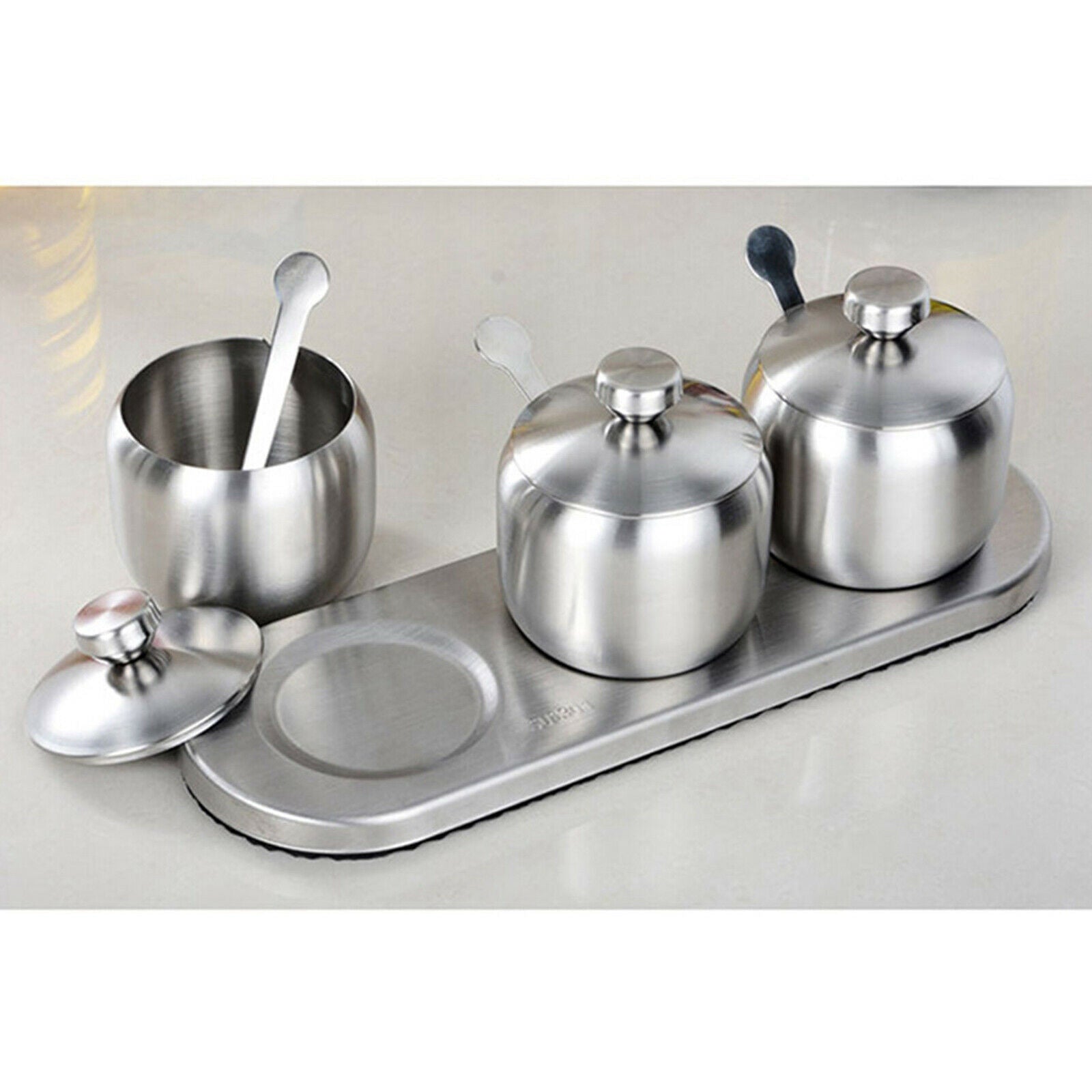 Stainless Steel Seasoning Containers Set Spice Jar Spice Rack Condiment