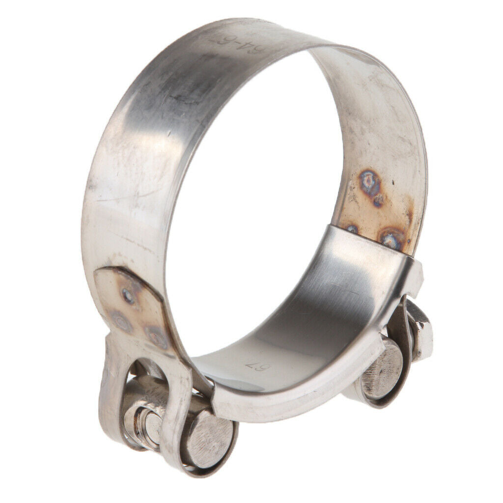 2Pcs Universal Motorcycle Exhaust Pipe Clamp Clip - Stainless Steel 64-67mm