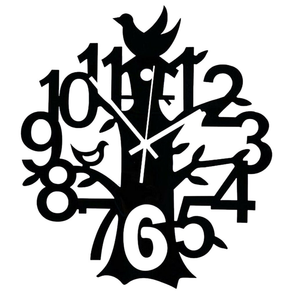 Tree Shaped Wall Clock Time 12H Display Quartz Decorative Clock Easy Read C