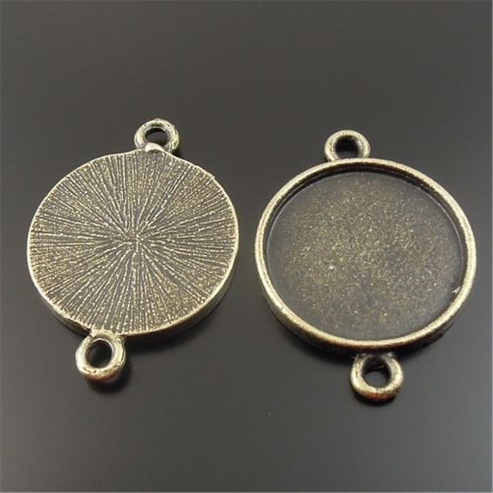 20pcs Antiqued Bronze Alloy Round Cameo Setting 18mm Pendant Jewelry Connectors