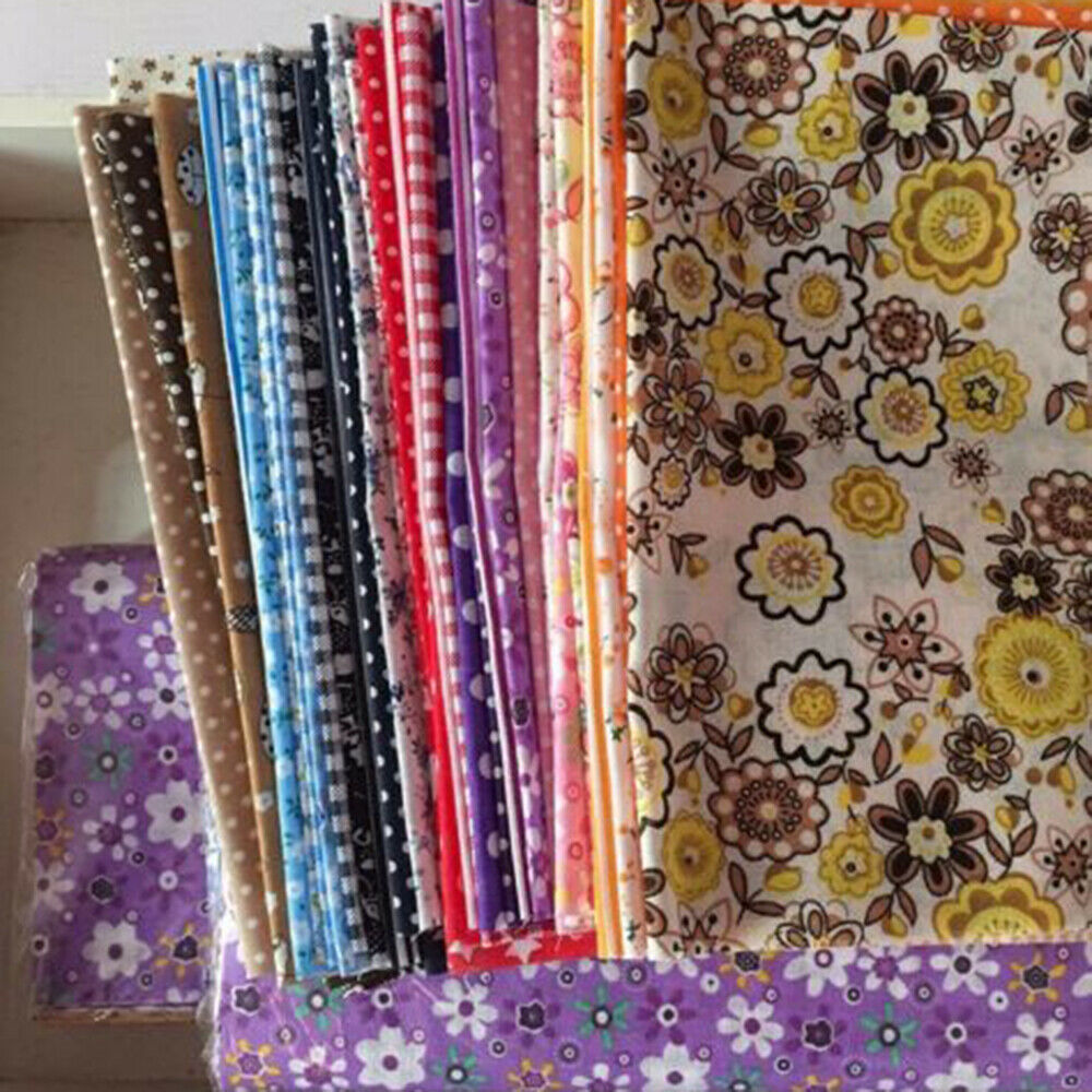 50X Fabric Bundle Stash 10x10cm Cotton Patchwork Sewing Quilting Cloth DIY Gift