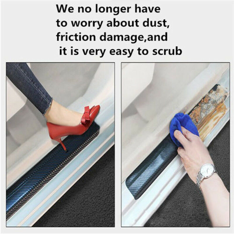 4pc Car Door Sill Scuff Carbon Fiber Stickers Welcome Pedal Protect Access.l8