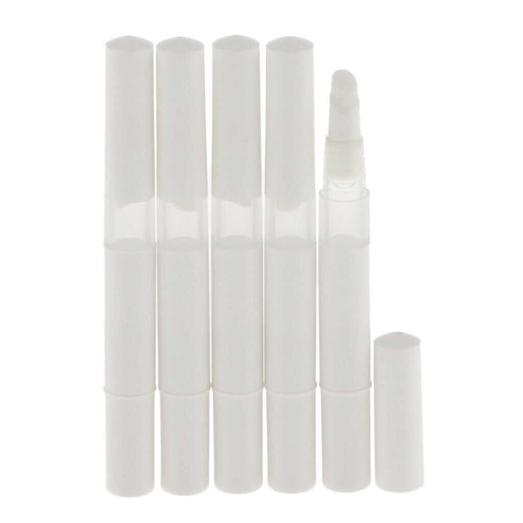 5pcs 3ml Empty Twist Pen Lip Gloss Nail Polish Eyelashes Tubes with Brush White