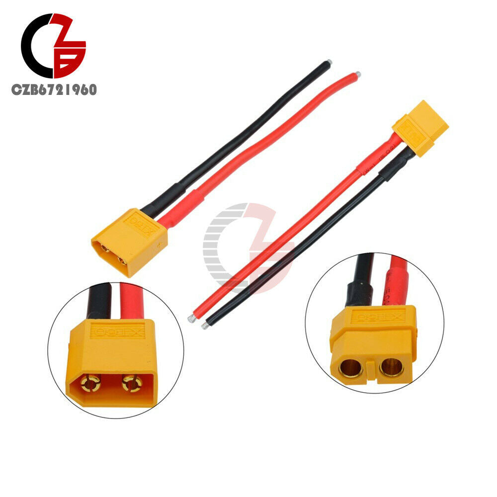 2Pair XT60 Connector Male and Female W/ Housing 10CM Silicon Wire 14AWG Cable