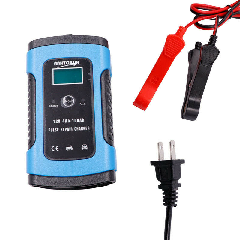 Car Battery Charger 12V 6A LCD Intelligent Automatic Motorcycle Pulse Lawn Mower