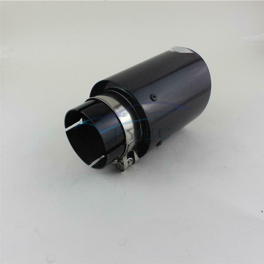 Glossy Carbon Fiber Look Car Exhaust Muffler Tip Inlet 63mm Outlet89mm Universal