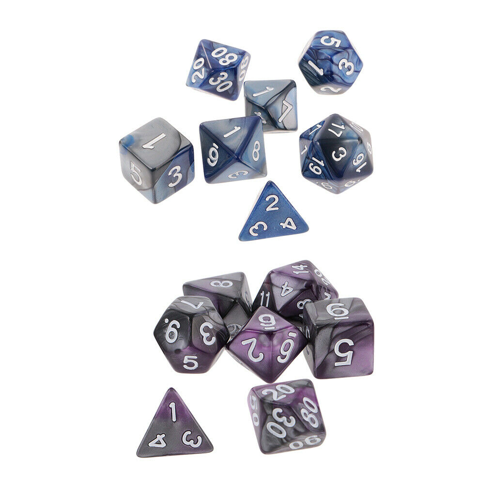 Complete 14 Packs Acrylic Polyhedral Dice for Dungeons Dragons DND MTG RPG