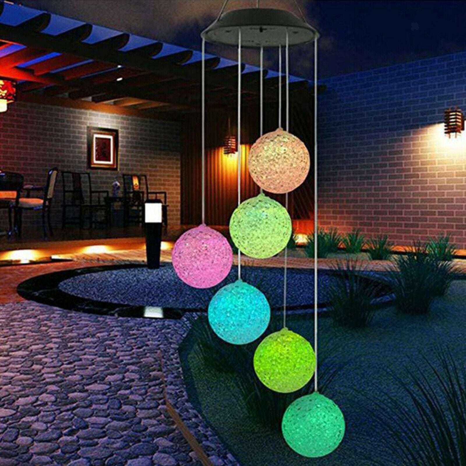 Garden Fairy Lights Hanging Wind Chime Light Outdoor Garden Christmas Tree Decor