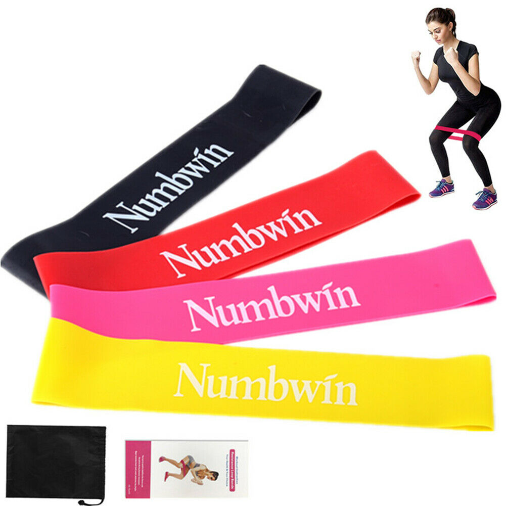 Latex Resistance Band Set for Yoga Workout Black Red Pink Yellow 500mm @