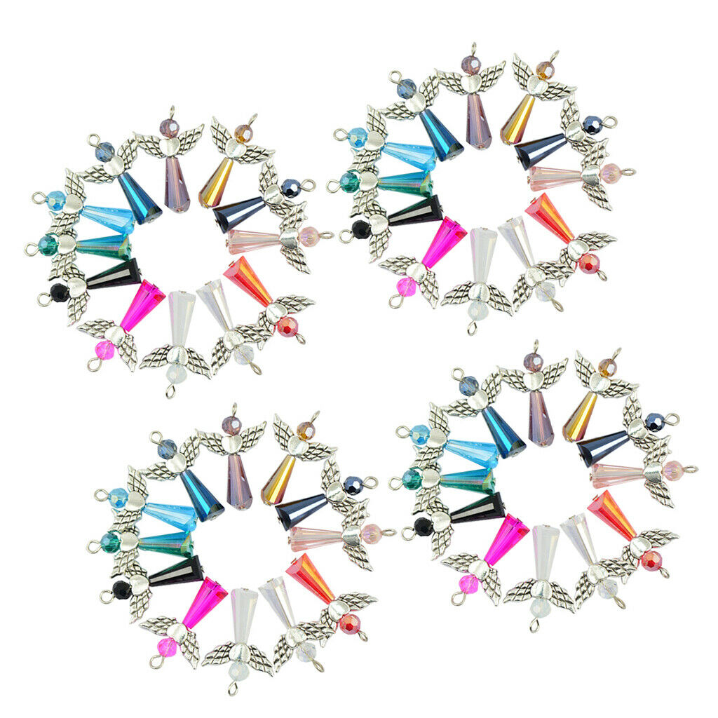 48 Angel Wings Charms Faceted Glass Beads Drop Pendants DIY Jewelry Findings